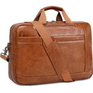 Faux Leather Messenger Bag for Men | 17-17.3 Inch Leather Mens Laptop Bag